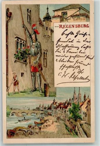 Regensburg 1900 Ritter Dampfer sign. T. Walters