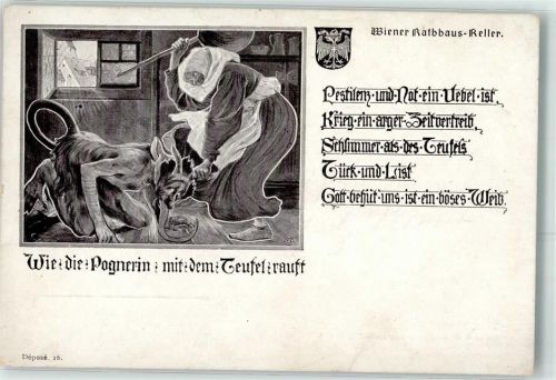Wien 1913 Wie die Pognerin mit dem Teufel ringt - Wiener Rathaus Keller