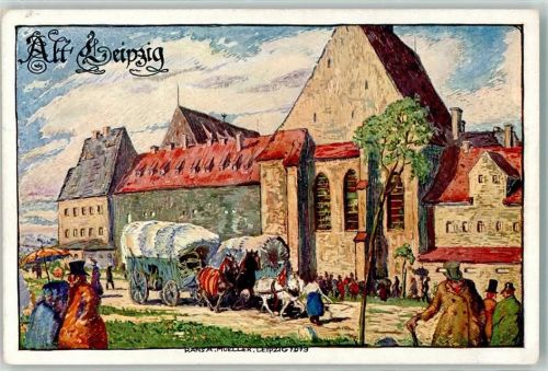 Leipzig Internationale Baufachausstellung 1913 Leipzig vor 100 Jahren Paulinum Grimmaisches Tor Architekt Fritz Drechseler Off. Postkarte Nr 9 sign Hans A. Müller