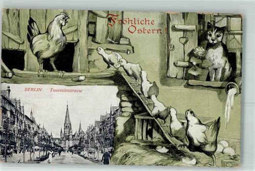 Charlottenburg Hühnerleiter Katze - Berlin Tauenzienstr. sign. C.J. AK