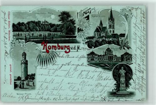 Bad Homburg 1897 Ottmar Zieher Turm Lawn Tennis Platz Kath. Kirche Kaiser Friedrich Denkmal