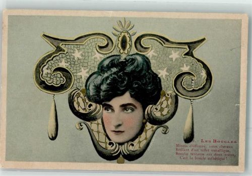 Schmuck Frauenschönheit sign. H. Manuel Fotokunst Nr. 2 Les Boucles Jugendstil 1900