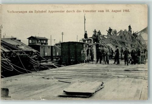 Appenweier Unwetter Katastrophe 10. August 1905 Verheerungen Bahnhof Trümmer