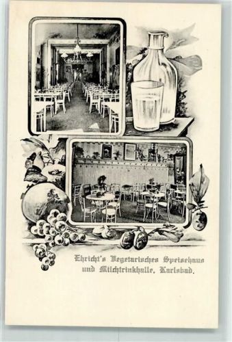 Karlovy Vary Ehricht Vegetarisches Gasthaus Milchtrinkhalle Inneres Wandbild Flasche Glas