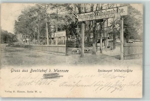 Wannsee 1904 Gasthaus Wilhelmshöhe Beelitzhof