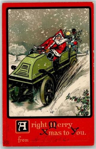 1905 Merry Xmas Weihnachtsmann im Auto AK