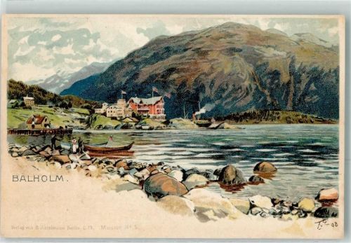 Balestrand Balholmen 1898 Künstlerkarte sign. T.v.E