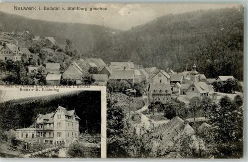 Rübeland Neuwerk im Bodetal vom Stahlberg gesehen Hotel Pension