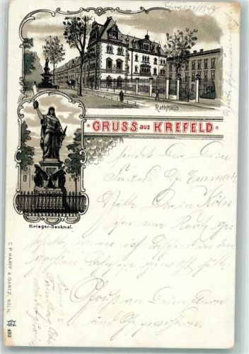 Krefeld 1899 Krieger-Denkmal Rathaus