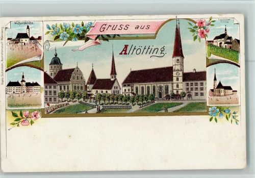 Altötting Michaelskirche Englisches Fräulein Institut Ortsansicht Kapuziner Kirche Kapelle
