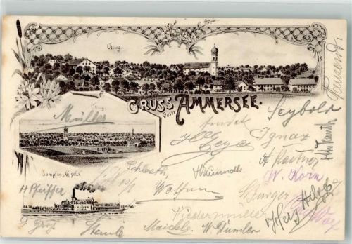 86919 W8919 Utting a. Ammersee 1901 - Ammersee Ausflugsdampfer "Gisela"
