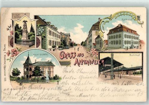 Appenweier 1903 Kriegerdenkmal Bahnhof Rathaus Villa Siebert