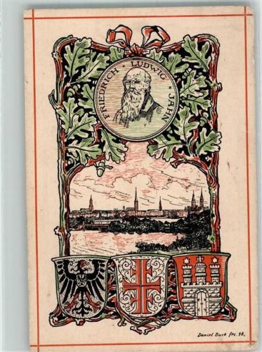 Hamburg 1898 sign. Buck, Daniel Festkarte für das neunte Deutsche Turnfest Lithographie