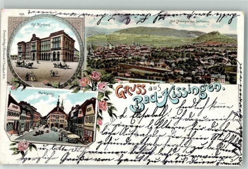 Bad Kissingen 1898 Marktplatz Kgl. Kurhaus Rosen
