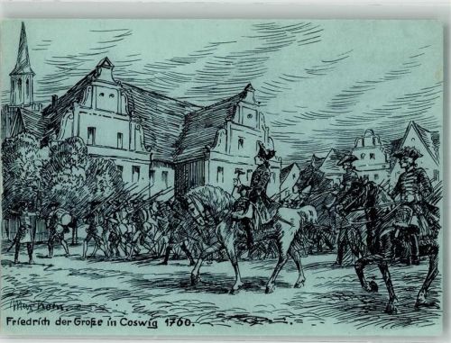 Coswig 225 Jahrfeier der Schützengesellschaft zu Coswig Historischer Festzug Friedrich der Große in Coswig 1700 sign. Max Korn