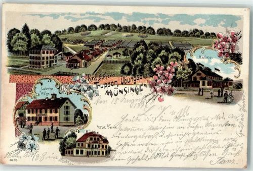 Münsingen 1898 Truppen-Übungsplatz Baracken Casino Ludwigs Höhe Hotel Fezer