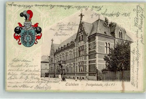 Lutherstadt Eisleben 1905 Postgebäude Wappen
