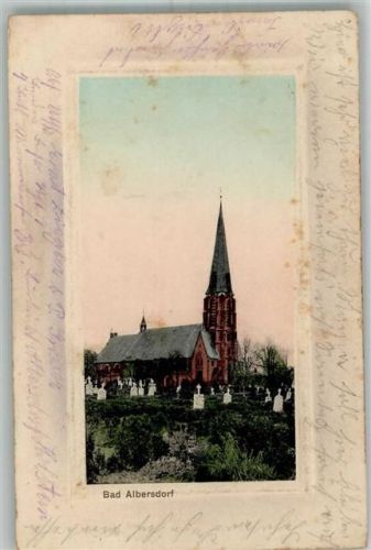 Albertsdorf 1901 Passepartout Dorfkirche Friedhof Bahnpost Neumünster-Heide
