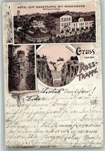 Thale 1895 Vorläufer Druck 1890-1895 Winzenburg Sage von der Roßtrappe Hotel zur Roßtrappe