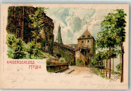 Mylau 1900 sign Spindler Erwin Kaiserschloss Einfahrt