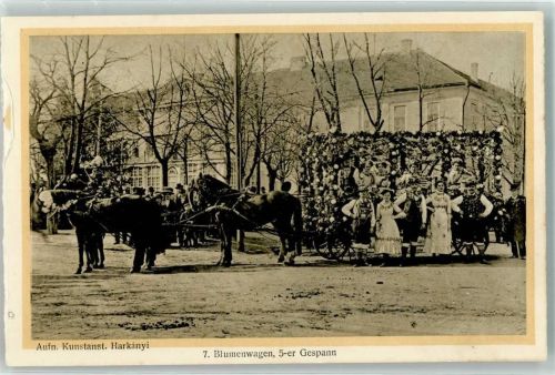 Bela Crkva Ung. Weisskirchen 1912 FOTO KEINE AK Karneval Blumenwagen, 5-er Gespann