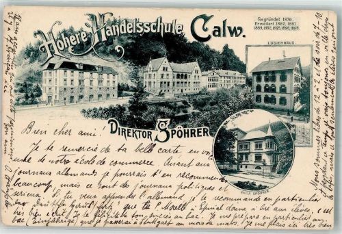 Calw 1899 Höhere Handelsschule Logierhaus Villa Spöhrer
