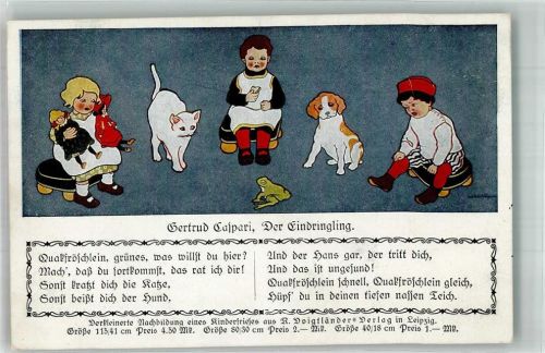 1923 Gertrud, Der Eindringling, Frosch, Kinder Puppen Katze Voigtländer Verlag