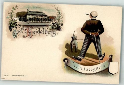 Heidelberg 1899 Gruss aus Universität Studentmit Hund Terra incognita
