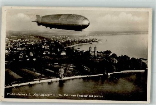 Friedrichshafen 1932 Luftschiff Graf Zeppelin Luftbild Strähle Nr. 5321 Besichtigungsstempel