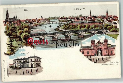 Neu-Ulm 1908 Bahnhof Kaserne