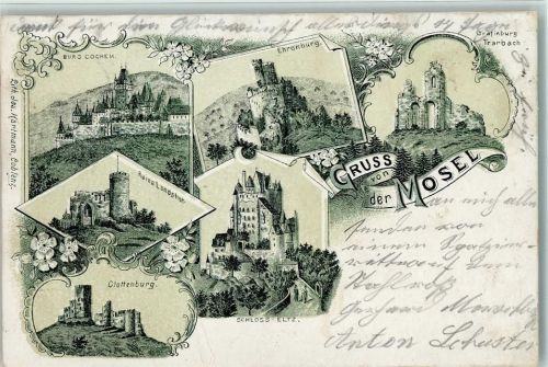 Cochem 1903 Gruss aus - von der Mosel - Schlösser und Ruinen AK