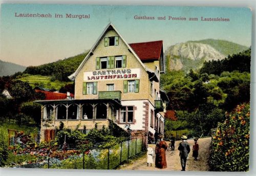 76593 W7562 Lautenbach , Murgtal Gebrauchsspuren Gasthaus Pension zum Lautenfelsen