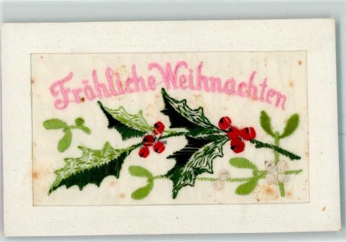 Seidenstickerei Weihnachten Passepartout AK
