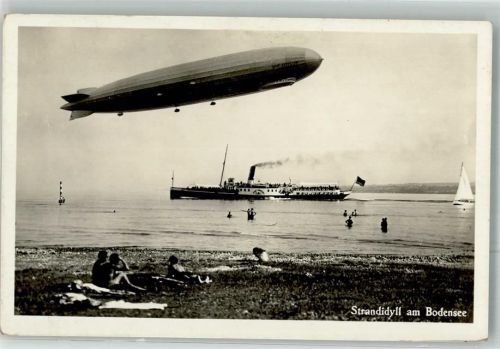 LZ 19 Strandydill am Bodensee Raddampfer