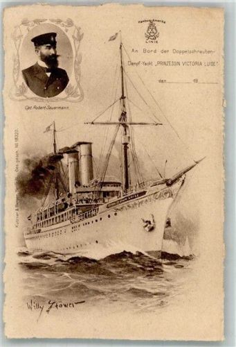 Dampf Yacht Prinzessin Victoria + Kapitän Sauermann Hamburg Amerika Linie