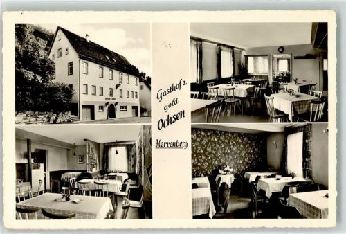 Herrenberg Gasthaus zum goldenen Ochsen Gastraum Kamin Blumen