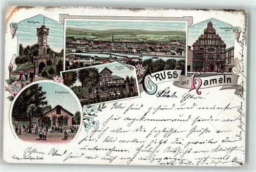 Hameln 1900 Klütturm Gasthaus Felsenkeller Rattenfänger-Haus