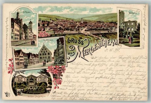 Bad Mergentheim 1899 Rathaus Neuhaus Schloss Karlsbad Verlag Ottmar Zieher-München