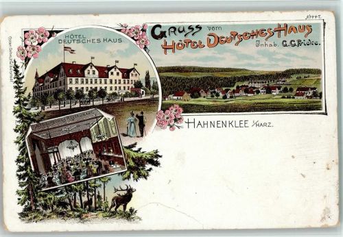 Hahnenklee 1898 Gruss aus -- Hotel Deutsches Haus mit Innenansicht AK