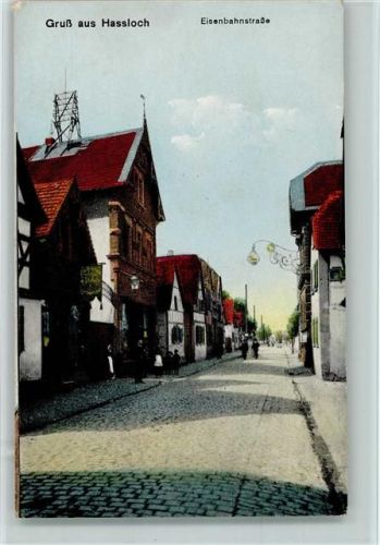 Haßloch 1919 Eisenbahnstrasse AK