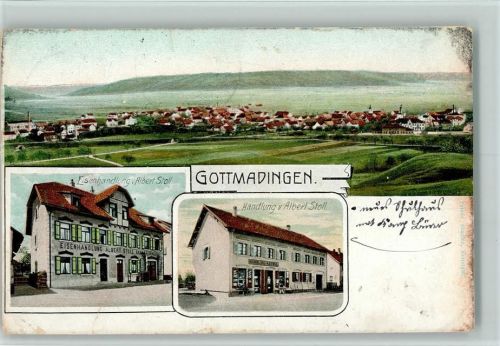 78244 W7702 Gottmadingen 1916 Gebrauchsspuren Eisenhandlung Albert Stoll, AK