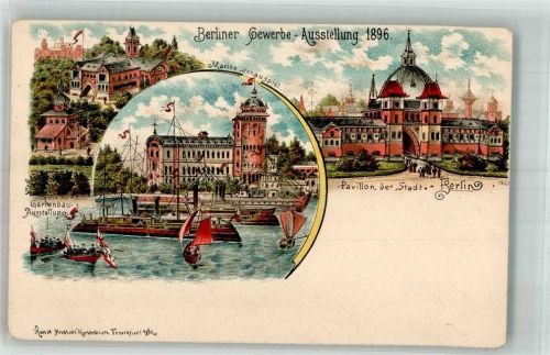 Treptow 1896 Berliner Gewerbe-Ausstellung 1896 Marine-Schauspiel Pavillon der Stadt Berlin