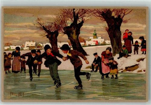 Meissner u. Buch Serie 1480 Winter Vergnügen Schlittschuh