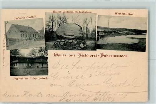 16247 O1301 Hubertusstock 1899 - Graberts Gasthof Kaiser Wilhelm Gedenkstein Werbellin-See Jagdschloss Hubertusstock
