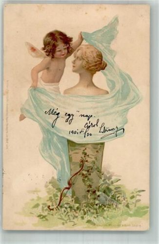 1903 Aqua Serie XII 5716 Amor verdeckt einen Frauenbüste Erotik