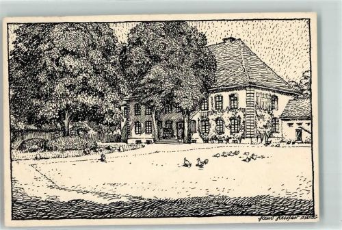 37699 W3476 Fürstenberg , Weser - Bauernhof Hühner signiert