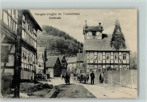 Herges 1931 Herges-Vogtei Dorfstrasse und Bewohner AK Gute Erhaltung
