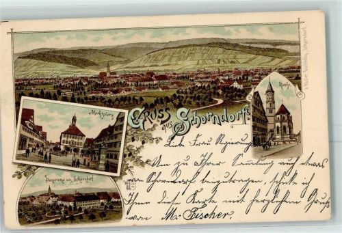 Schorndorf 1899 Marktplatz Kirche