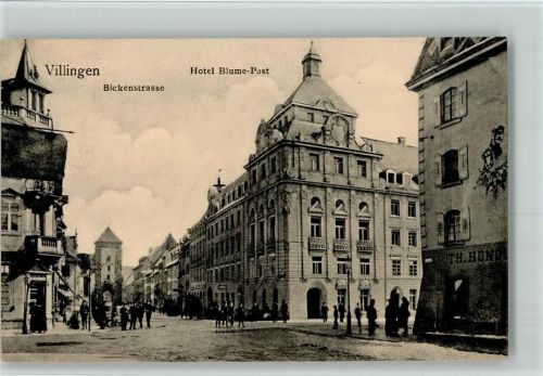 Villingen 1915 Bickenstrasse, Hotel Blume-Post AK