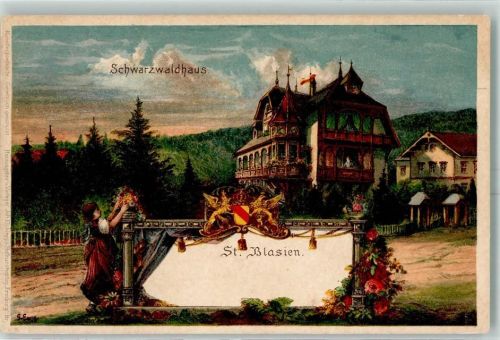 St. Blasien Schwarzwaldhaus sign Künstlerkarte